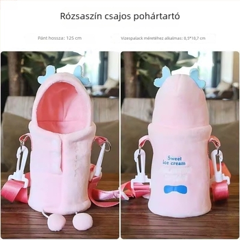 Plüss anyagú termosz- és pohártok keresztpánttal
