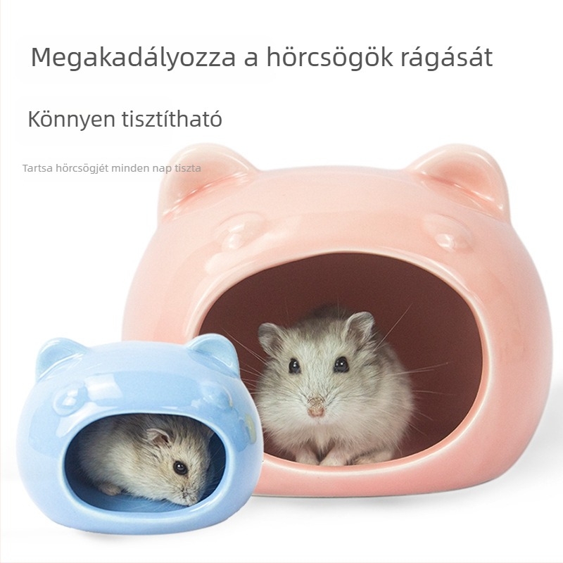 Kerámiás hörcsögház nyárra – hűtés és hőelvezetés, beltéri hörcsögbútor rajzfilm-stílusban