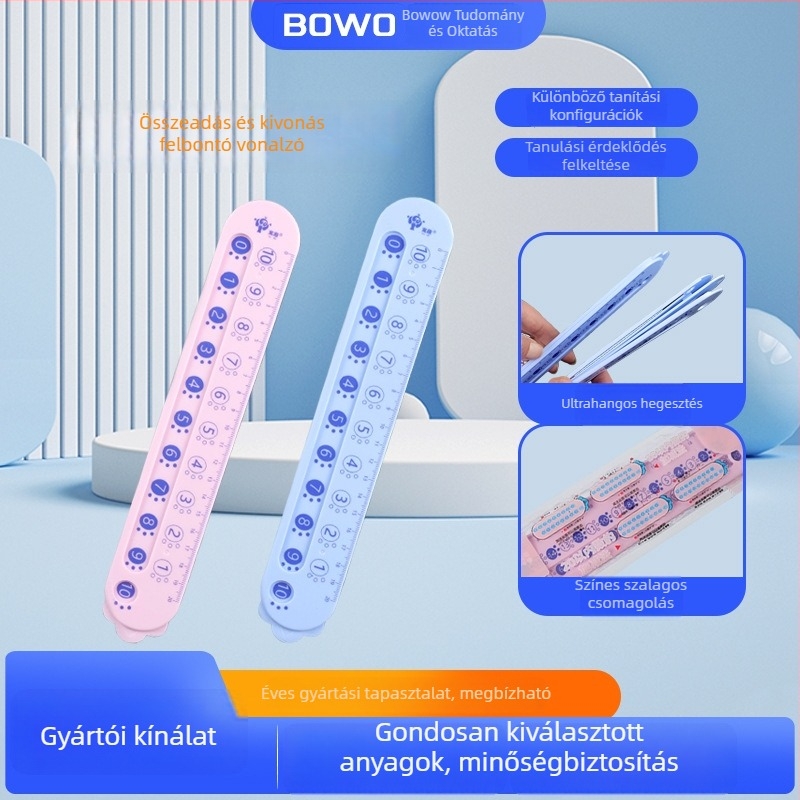 20-ig terjedő számok számbontó vonalzó – kétoldalas gyerekeknek, óvoda és első osztály számára