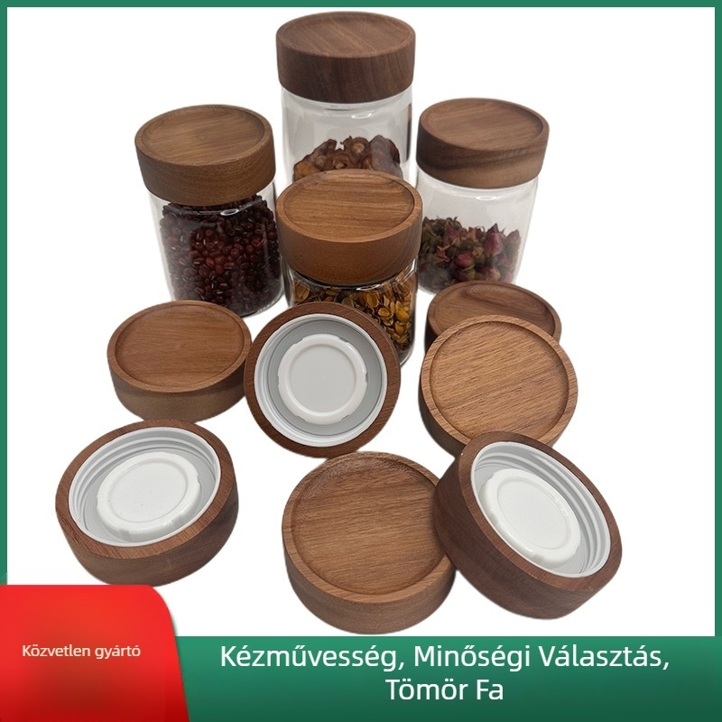 Akácfa tea tároló üveg csavaros fedéllel, 80 mm átmérő