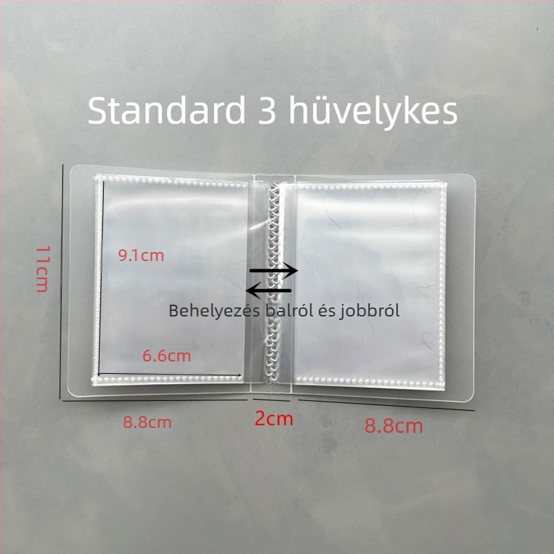 3 hüvelykes kompakt kártyaalbum vizit- és bankkártyák számára beillesztett oldalakkal, méret 15×15