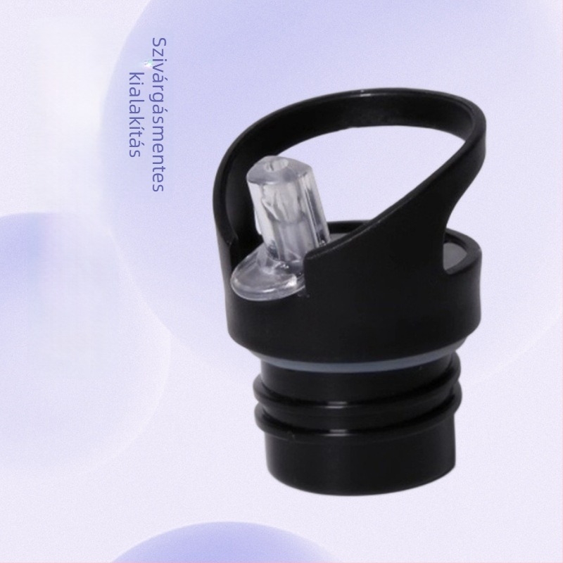 Fekete BPA-free PP kupak vízpalackhoz, koronás fedél és szívócső