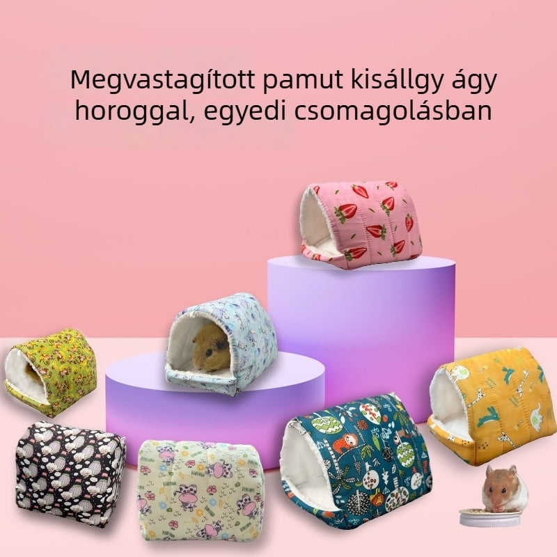 Hamster pamutfészek téli meleghez — hálózsák és függő fészek