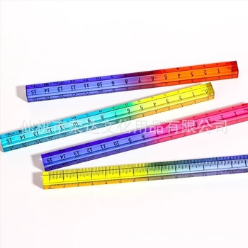 WY-2455 Színes négyszögletes akril vonalzó, négyoldalú, 15 cm, rajzhoz és alapmatekhoz