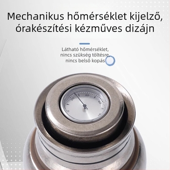 Tiszta titánium termoszfedél mehanikus hőmérséklet kijelzővel, mágneses víz pohárfedél és belső teafilterfedél