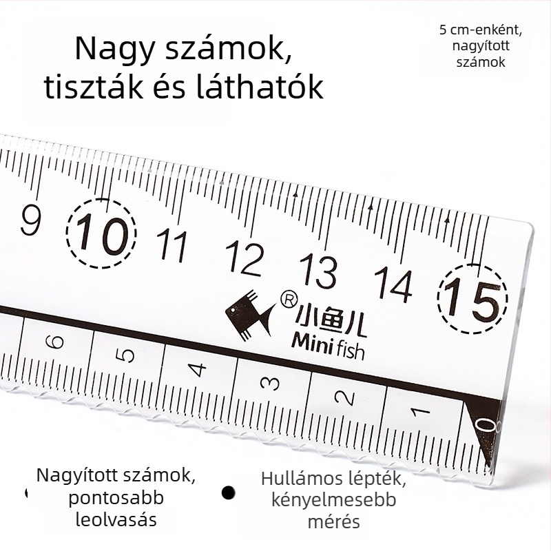 Little Fish négy darabos vonalzókészlet: egyenes vonalzó, háromszögvonalzó, szögmérő, műanyag