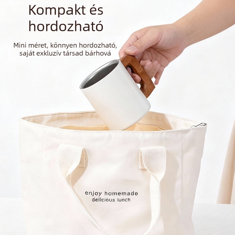 316 rozsdamentes acél bögre fa fogantyúval, nordikus stílus, dupla falú, kávé vagy tea számára, lézerlogóval