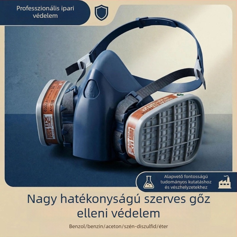 Félmaszkos respirátor kettős kaniszterrel, por- és gázelvédelmi, modell 0302