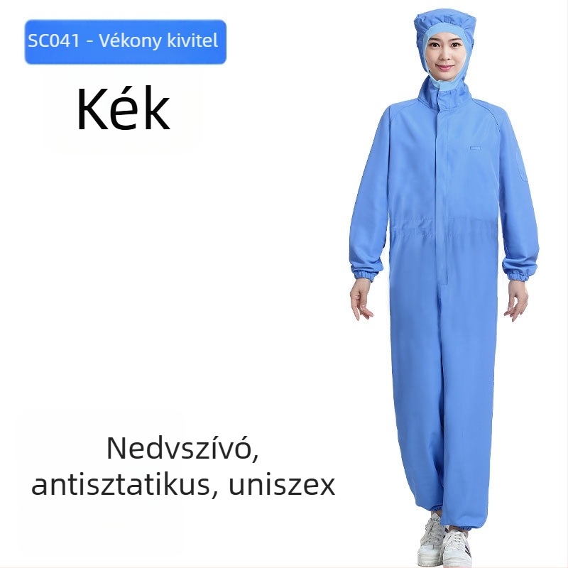 Antisztatikus egyrészes kapucnis munkaruha, nedvességelvezető, uniszex, kényelmes és lélegző az élelmiszeripar számára