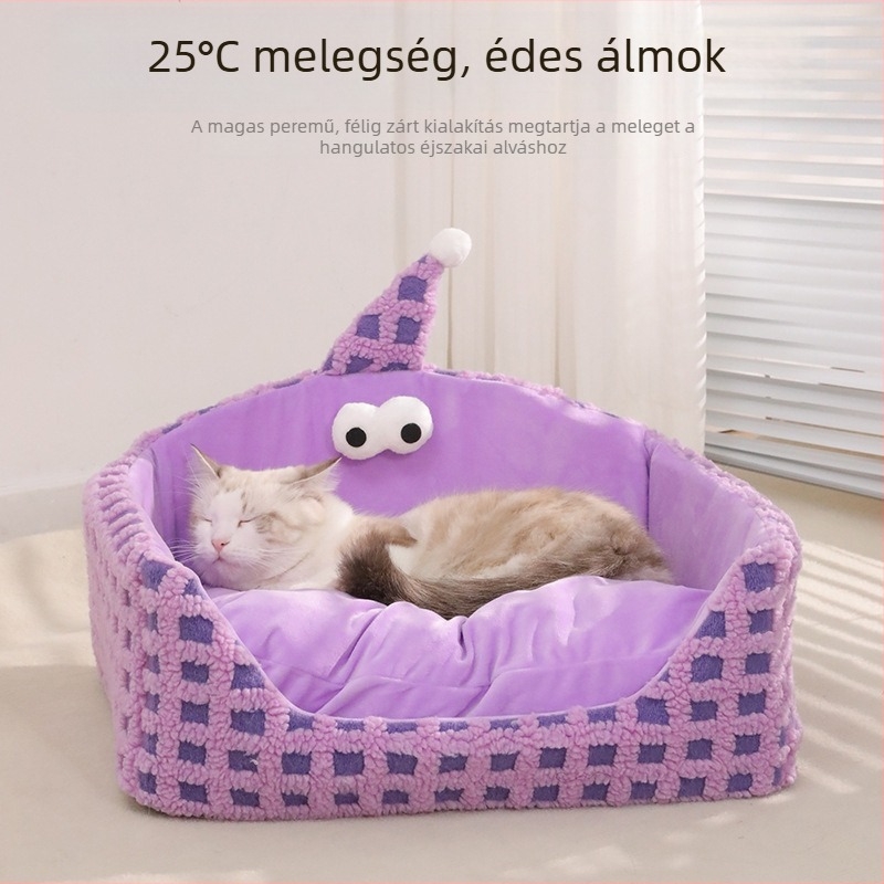 Z Őszi-téli macskafészek, szövött rácsos sorozat, kristály ultra-soft meleg P cotton, kis méretű kutyaágy