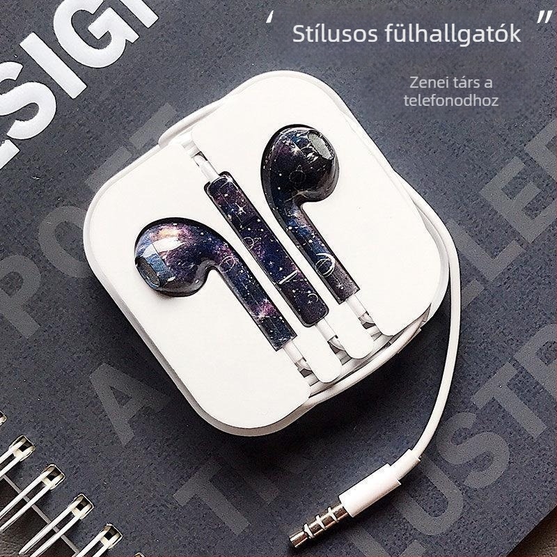 Fülhallgató, vezetékes, 3.5 mm-es L-alakú dugasz, kompatibil vivo, iQOO, Huawei, OPPO és Honor 20 — ezüst / piros