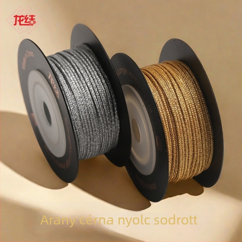 Nyolcszálas arany zsinór, fonott selyem, 1,5–3,0 mm, poliészter