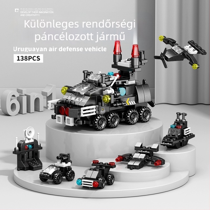 Lele Brothers kompatibil építőblokkok - katonai dinoszaurusz mecha összeállítás, oktató játék, 100–200 darab, ABS műanyag, színes doboz, 7–14 éveseknek