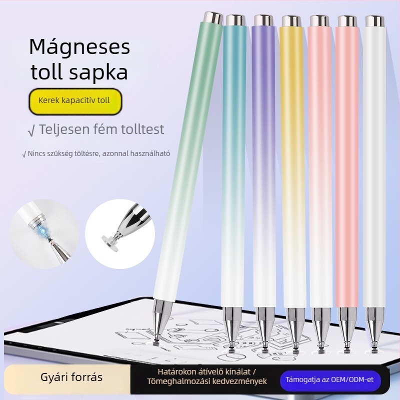 Kapacitív toll táblagépekhez és okostelefonokhoz – univerzális érintő stylus mágneses szilikon koronggal rajzoláshoz és íráshoz