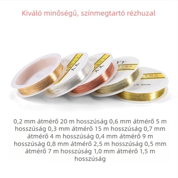 Ősi stílusú ékszerekhez használható rézdrót formázásához, 0.2–1 mm, színálló rézdrót DIY ékszerkészítéshez