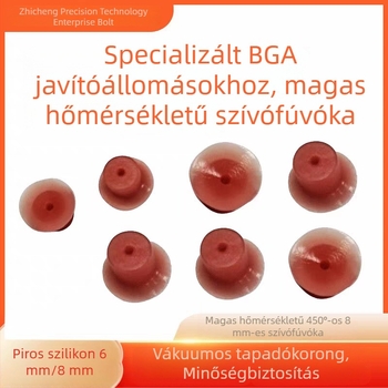 BGA javító állomáshoz szilikon szívóduza, 15 mm kör alakú nyílással, 450°C-ig ellenálló, 8 mm piros