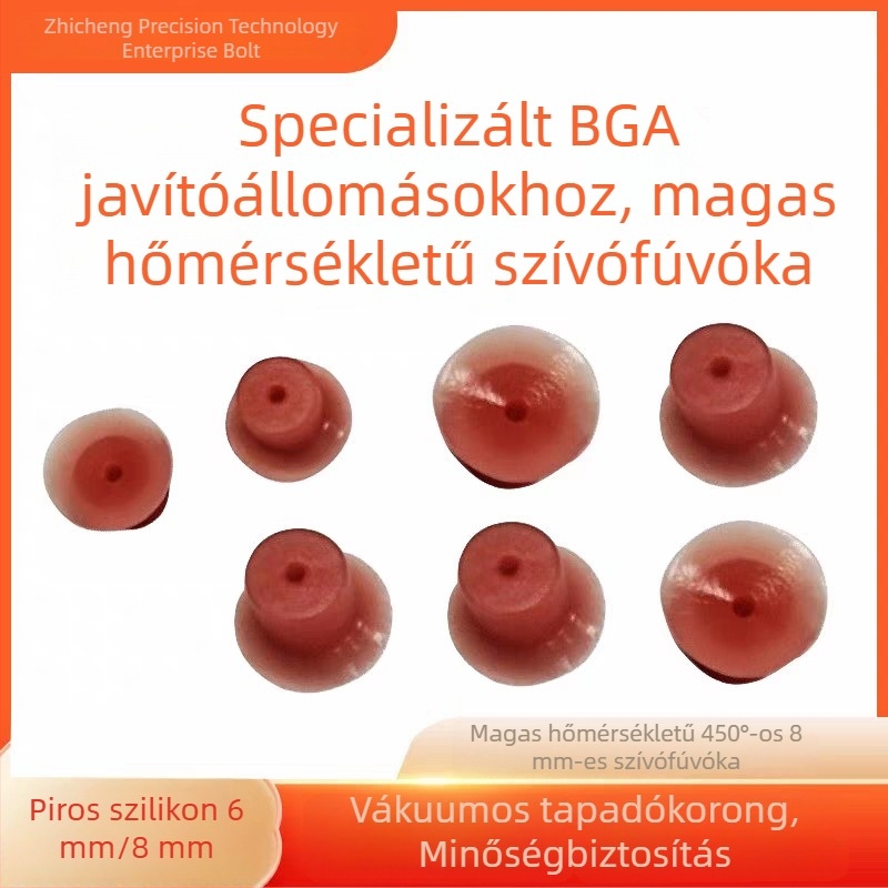 BGA javító állomáshoz szilikon szívóduza, 15 mm kör alakú nyílással, 450°C-ig ellenálló, 8 mm piros