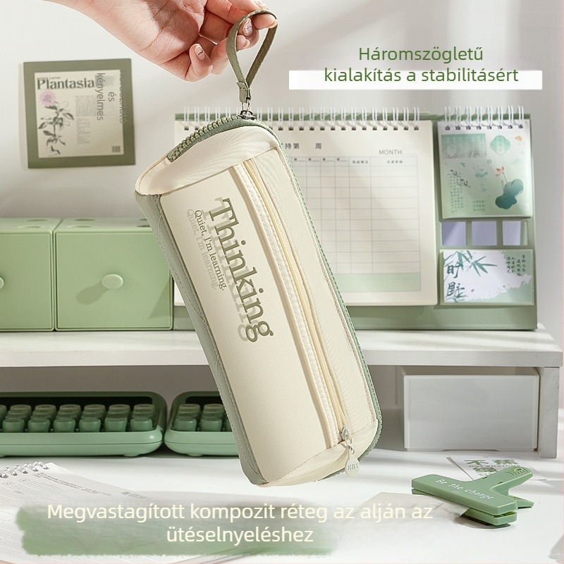 Vászon tolltartó, nagy kapacitású, minimalist stílus, diákoknak, irodai kellékek rendszerezője