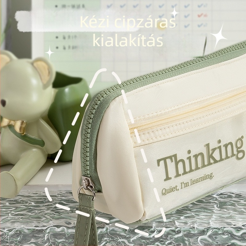 Vászon tolltartó, nagy kapacitású, minimalist stílus, diákoknak, irodai kellékek rendszerezője