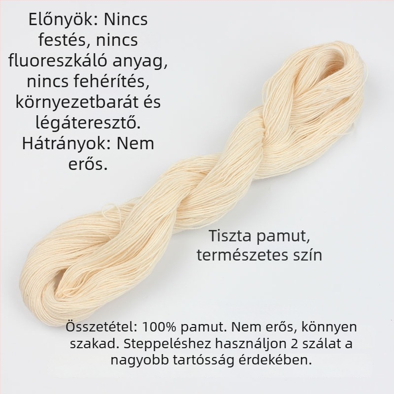 Hímzőfonal cipőtalpakhoz, vastag fehér pamutfonal, régi pamutfonal, poliészter quilt fonal