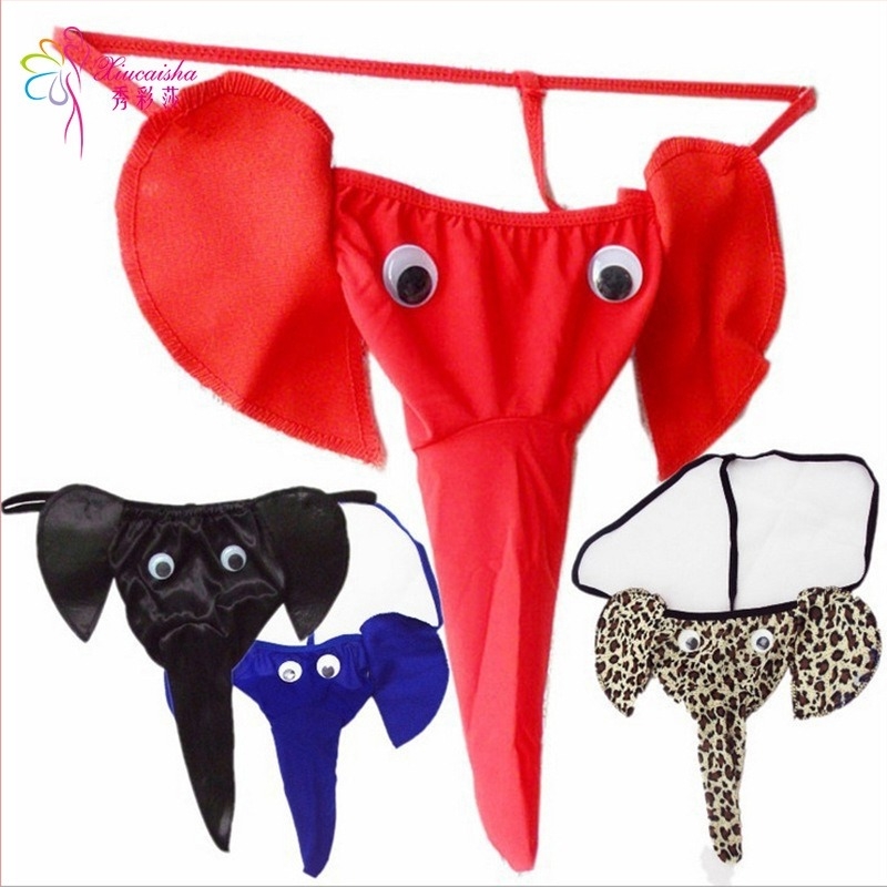 Sexi férfi alsónemű készlet – elefántorr dizájn, T-alsó és G-string, átlátszó