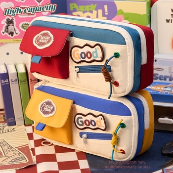 Több rekeszes ceruzatartó nagy kapacitással, retro koreai stílusú, iskolásoknak