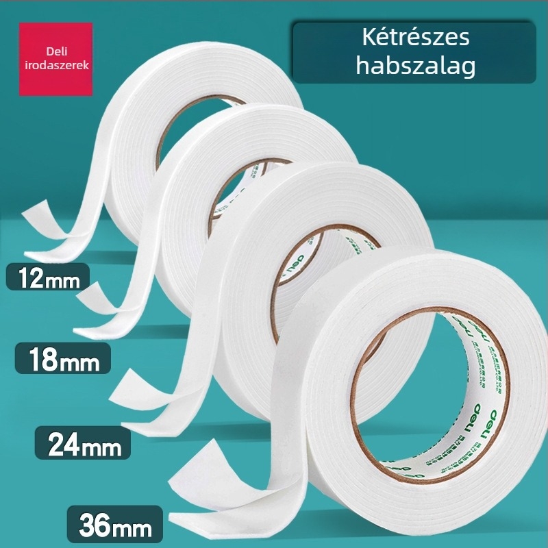 Deli habosított dupla ragasztó szalag, 24 mm széles, 2,5 mm vastag, könnyen téphető