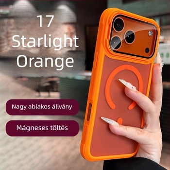 Universális iPhone tok teljes körű kamera védelmével, rejtett állvánnyal és mágneses töltéssel (TPU+PC)