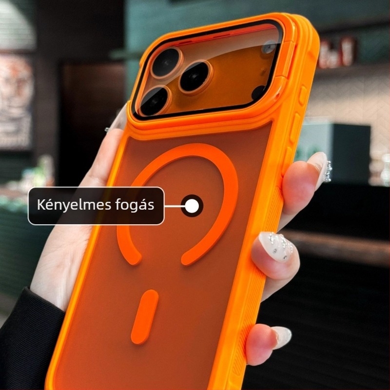 Universális iPhone tok teljes körű kamera védelmével, rejtett állvánnyal és mágneses töltéssel (TPU+PC)