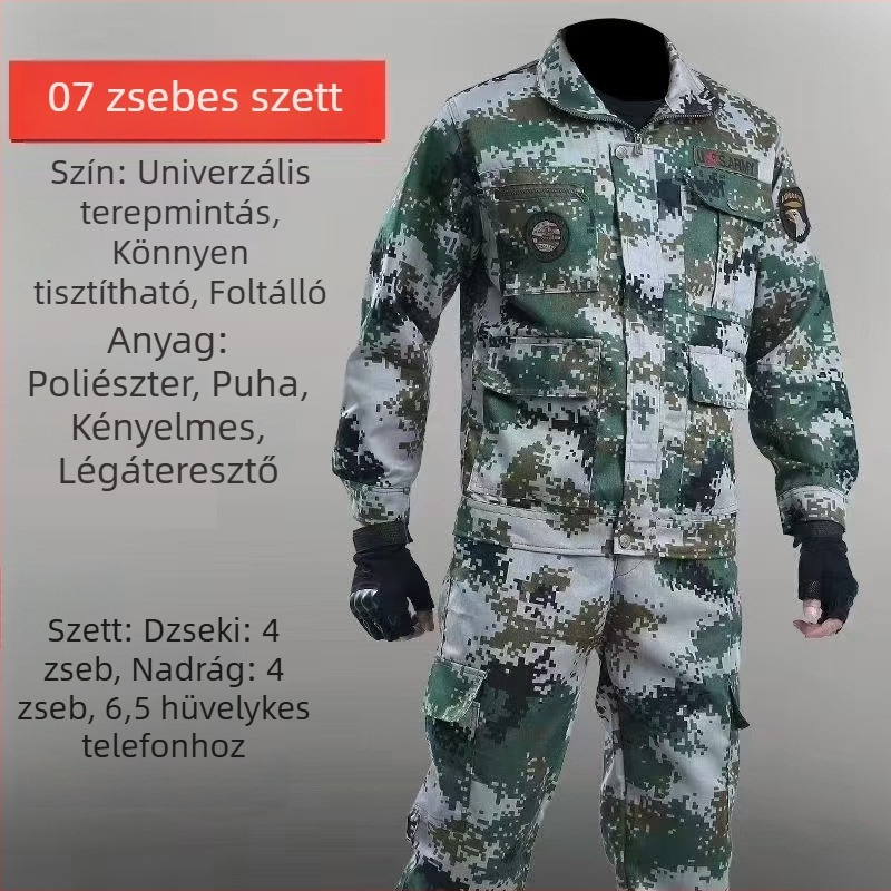 Férfiaknak camuflážs munkaruha készlet, kiképző egynruha, felső kabát tavasz–őszre, tartós védőruha autójavításhoz