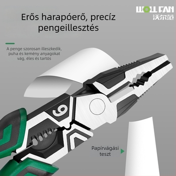9 hüvelykes multifunkcionális zárolófogó hegyes és diagonális végű kivitelben, elektromérnököknek