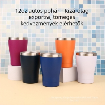Meilun autós termosz, 360 ml, derékformájú dizájn, belső 304 rozsdamentes acél, külső 201 rozsdamentes acél, vákuum szigetelés, italokat hidegen és melegen tart