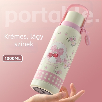 Nagy kapacitású szigetelt ivócsésze 316 rozsdamentes acél belsővel, rózsaszín, hordozható fogantyú