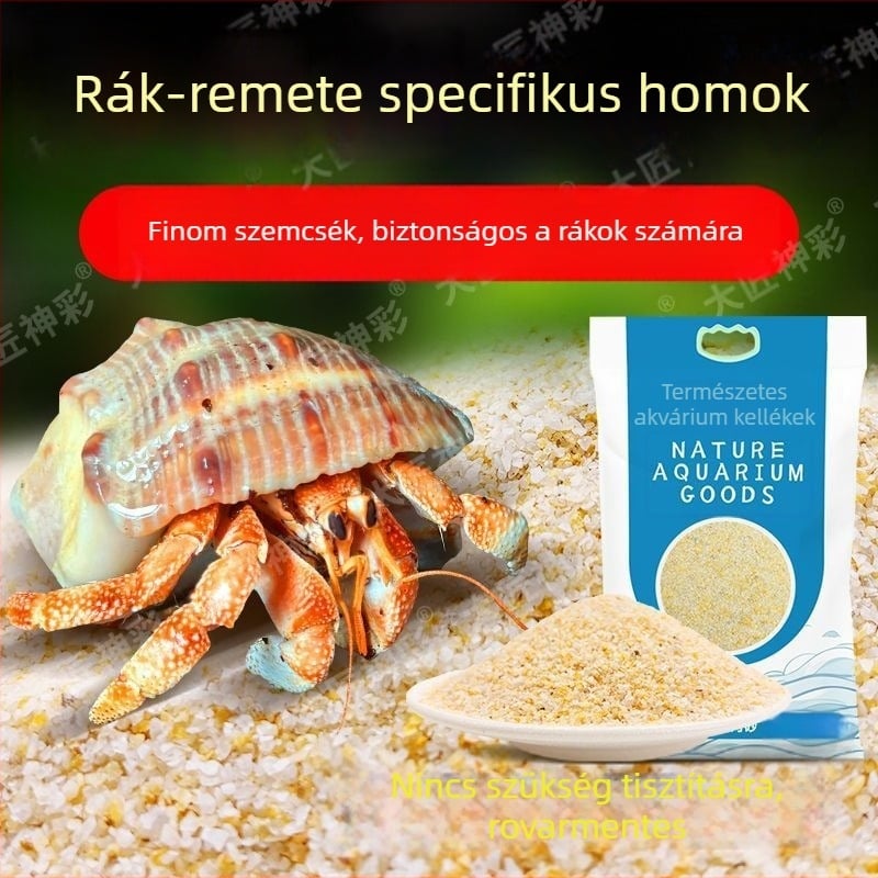 Hermit rákok aljzataként használt homok növényes akváriumhoz – Természetes kagylóhomok dekorációhoz