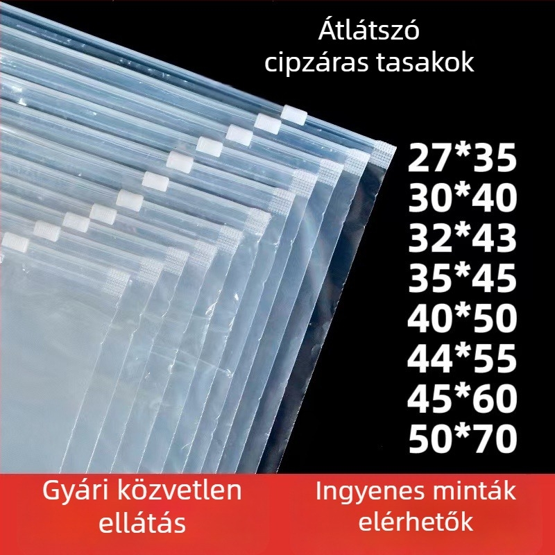 PE átlátszó pormentes cipzáros táska ruháknak, csomagoláshoz 35×45 cm