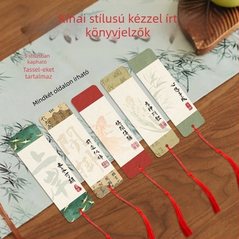 Klasszikus kínai stílusú könyvjelző, személyre szabott kínai kulturális dizájnnal és bojtos díszítéssel, kis kártya