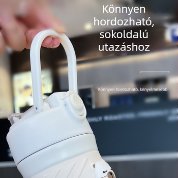 Új luxusos utazó termosz diákoknak, hordozható rozsdamentes acélból készült pohár szívószállal, nagy kapacitás