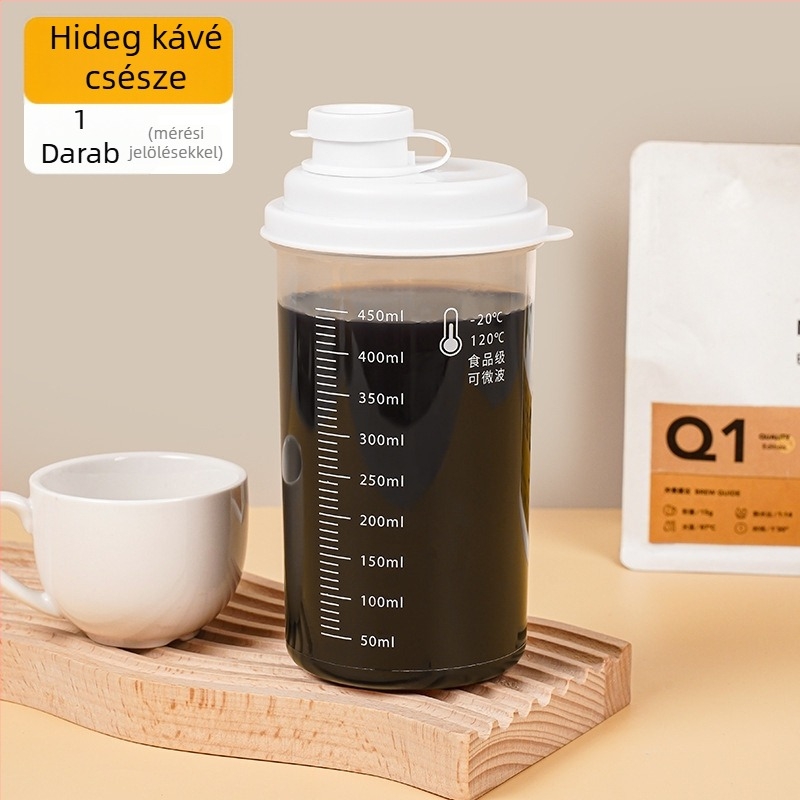 450 ml hordozható hideg italok shaker pohár kávéhoz és gyümölcslevekhez, szorosan záródó, élelmiszer-minőségű, hengeres forma