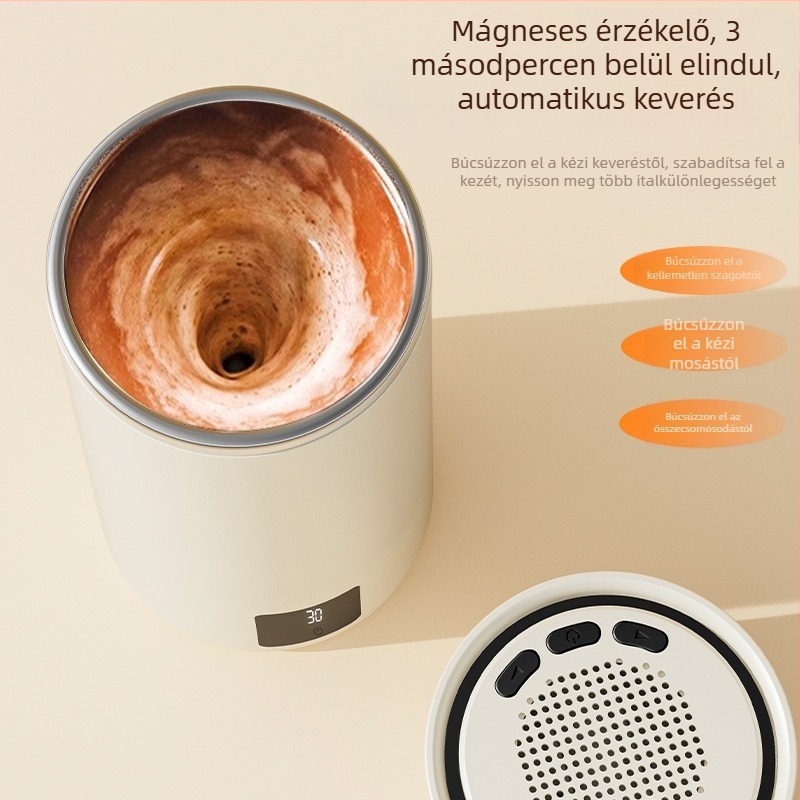 Automatikus zenés keverő pohár, újratölthető, hordozható vezeték nélküli kávéshaker