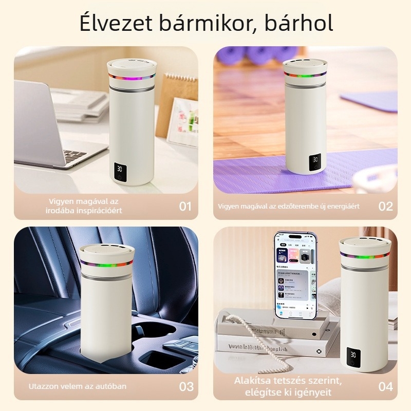 Automatikus zenés keverő pohár, újratölthető, hordozható vezeték nélküli kávéshaker