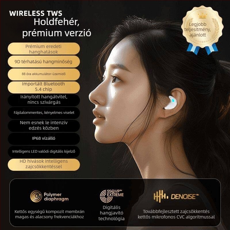 Alvóhallgató hosszú viseléséhez kényelmes, zajszűrő, nem fülhallgató típusú, Bluetooth vezeték nélküli, kompakt, hosszú üzemidejű akkumulátor, vízálló, prémium minőség, kényelmes, új modell
