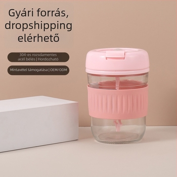 Hordozható kávé- és tejpor shaker üvegből készült testtel, elektromos újratölthető kézi keverő