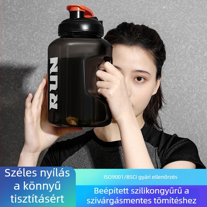Élelmiszer-minőségű műanyagból készült, nagy kapacitású, hordozható sportos vizespalack egyedi logóval