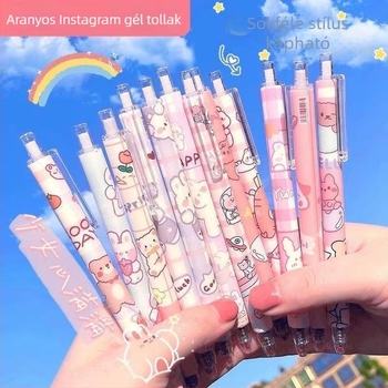 Cuki karikatúra nyomó golyóstoll 0,5 mm, japán stílusú dizájn, fekete tinta
