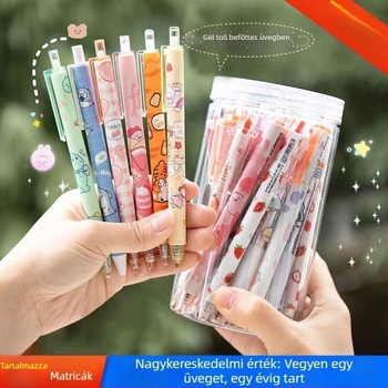 Cuki karikatúra nyomó golyóstoll 0,5 mm, japán stílusú dizájn, fekete tinta