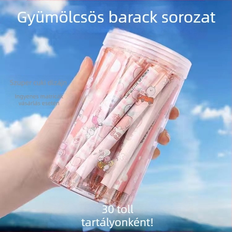 Cuki karikatúra nyomó golyóstoll 0,5 mm, japán stílusú dizájn, fekete tinta