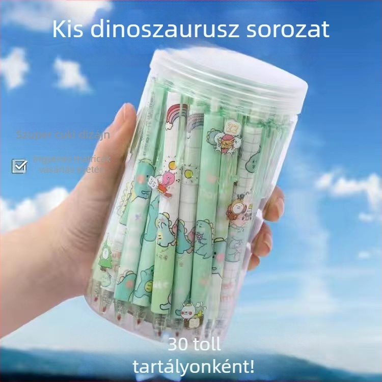 Cuki karikatúra nyomó golyóstoll 0,5 mm, japán stílusú dizájn, fekete tinta