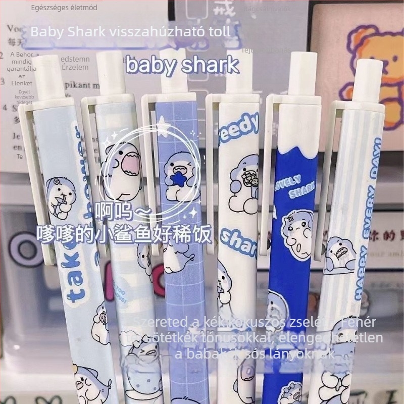 Cuki karikatúra nyomó golyóstoll 0,5 mm, japán stílusú dizájn, fekete tinta