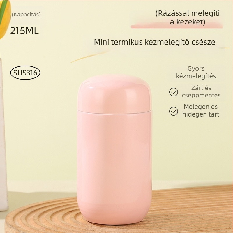 Kompakt, aranyos hordozható termosz pohár hőmérséklet-szabályozóval — melegben vagy hidegben tart