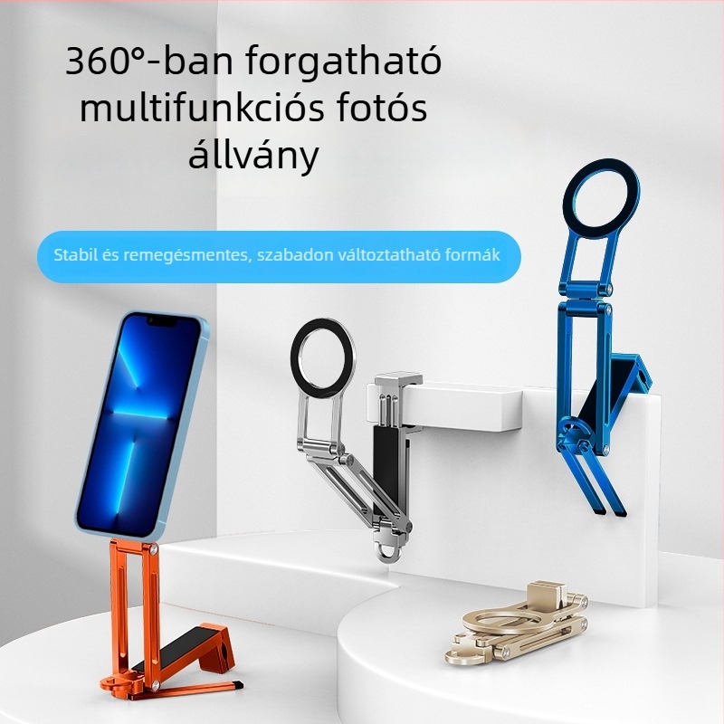 Háromszög alakú asztali telefontartó, ultra vékony, összecsukható és hordozható fotózásához
